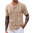thumbnail image 1 of COOFANDY Mens Casual Beach Shirt Retro Knit Button Down Polo Shirt Short Sleeve Vacation Shirts, 1 of 6