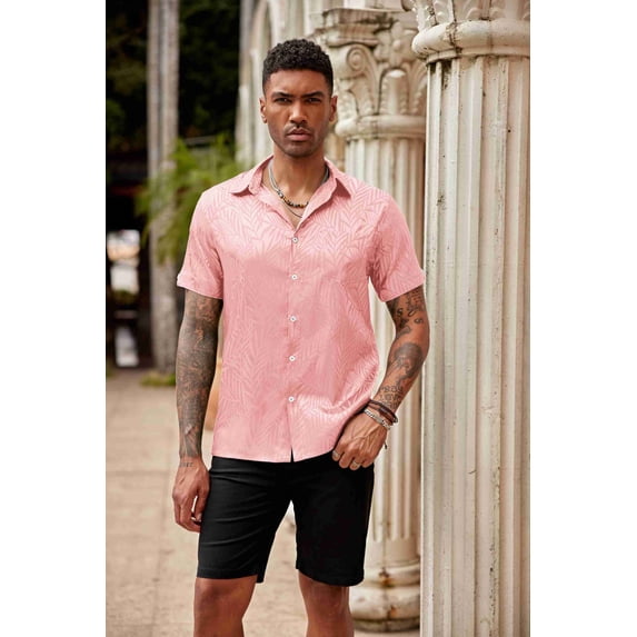 COOFANDY Mens Casual Beach Shirts Printed Short Sleeve Summer Hawaiian Shirts