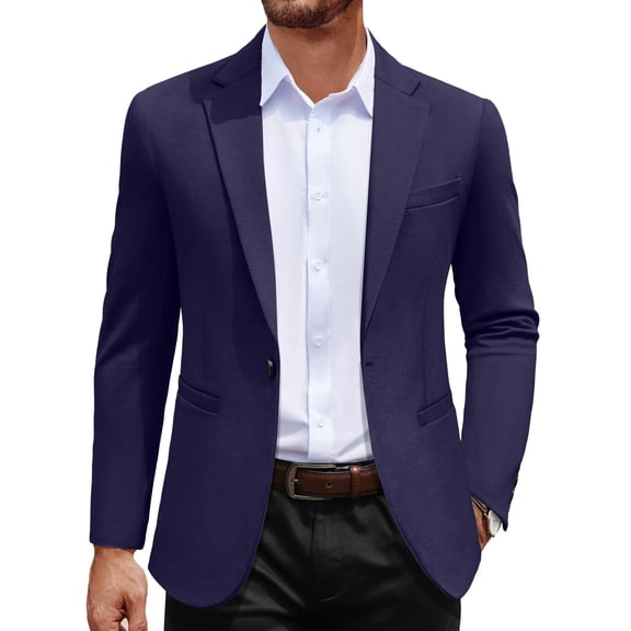 COOFANDY Mens Casual Blazer One Button Lightweight Knit Suit Jacket Slim Fit Notch Lapel Sport Coat