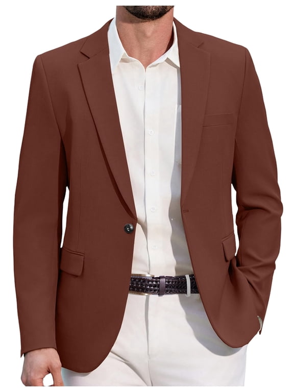Mens Casual Blazer One Button Sport Coats Lightweight Business Suit Jackets Fashion Dress Blazer