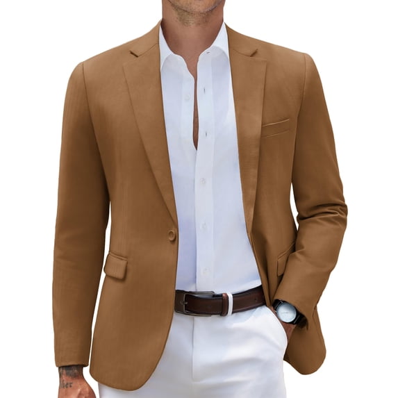 COOFANDY Mens Casual Blazer Slim Fit Suit Jacket Grey One Button Sport Coats & Blazers
