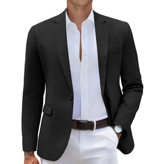 COOFANDY Mens Casual Blazer Slim Fit Suit Jacket Grey One Button Sport Coats & Blazers