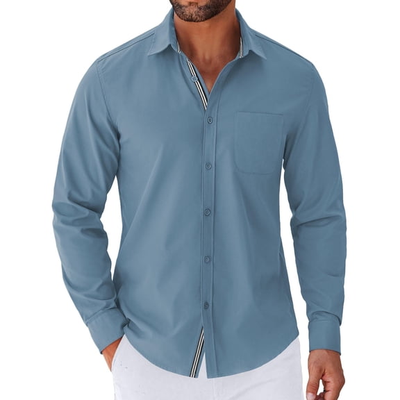 COOFANDY Men's Long Sleeve Casual Button Down Shirts Untucked Shirts for Men Regular Fit Dress Shirt