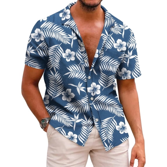 COOFANDY Mens Casual Button Down Shirt Short Sleeve Hawaiian Tropical Floral Shirt