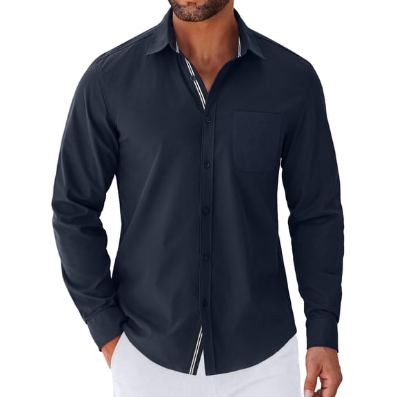 COOFANDY Men's Long Sleeve Casual Button Down Shirts Untucked Shirts for Men Regular Fit Dress Shirt