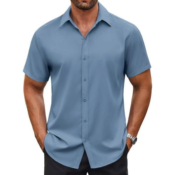 COOFANDY Men's Short Sleeve Button Up Shirts Casual Wrinkle Free Shirts for Men