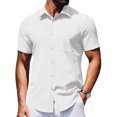 thumbnail image 1 of COOFANDY Mens Casual Button Down Shirts Summer Short Sleeve Textured No Tuck Button Up Fashion Dress Shirt 2026, 1 of 6