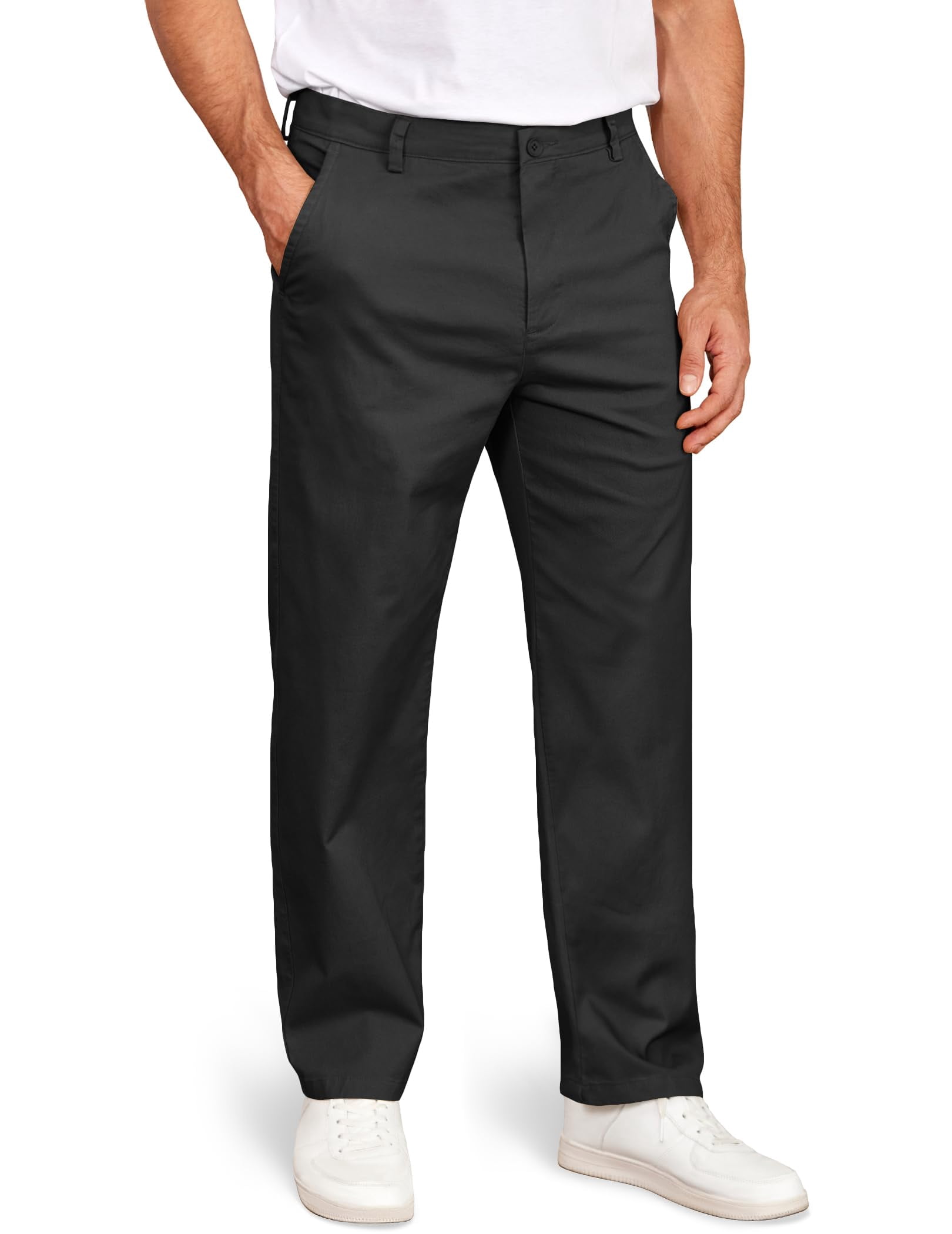 COOFANDY Mens Casual Chinos Pants Relaxed Fit Flat Front Wrinkle Free ...