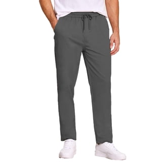 COOFANDY Men's Casual Drawstring Pants Regular Fit Lightweight Stretch Joggers Pants Elastic Waist Twill Pants
