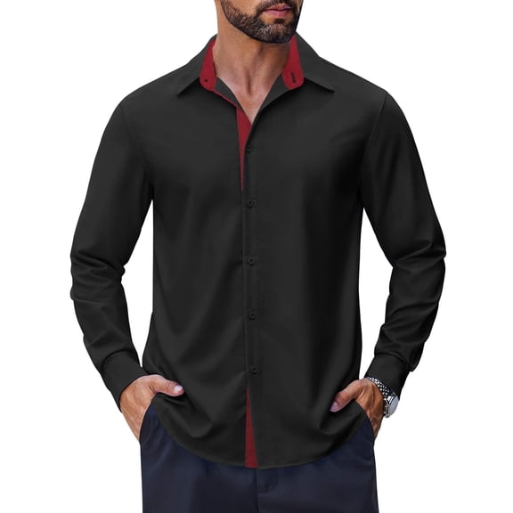 COOFANDY Mens Casual Dress Shirt Wrinkle Free Long Sleeve Soft Button Down Business Dress Shirts Party Wedding
