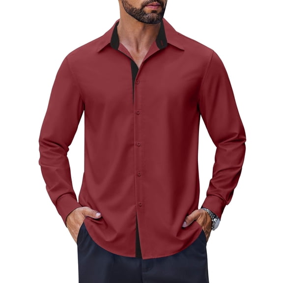 COOFANDY Mens Casual Dress Shirt Wrinkle Free Long Sleeve Soft Button Down Business Dress Shirts Party Wedding