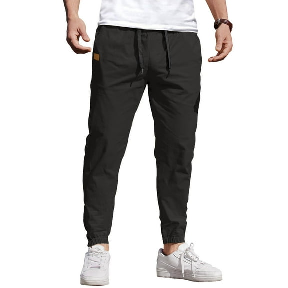 COOFANDY Mens Casual Joggers Pants - Cotton Drawstring Chino Cargo Pants Hiking Outdoor Twill Track Jogging Sweatpants Pants with Pockets for Men