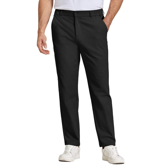 COOFANDY Men' Casual Chino Pant Elastic Waist Dress Slacks Regular Fit Stretchy Khakis Cotton Work Pants