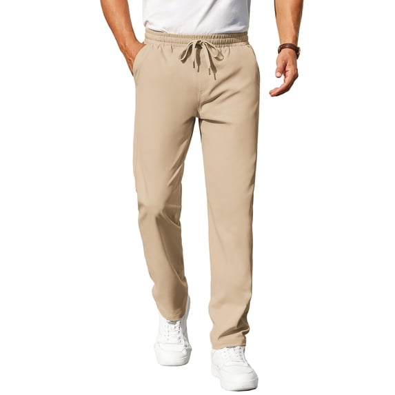 COOFANDY Mens Casual Pants Elastic Waist Chino Pants Lightweight Drawstring Pants with Pockets