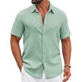 thumbnail image 1 of COOFANDY Mens Casual Shirts Short Sleeve Button Down Shirt Linen Summer Beach Tops, 1 of 6