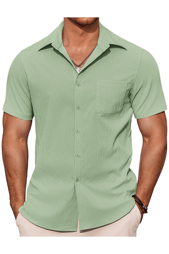 Mens Casual Shirts Short Sleeve Button Down Shirts Beach Summer Vacation Resort Shirts for Men