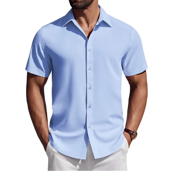 COOFANDY Mens Casual Shirts Short Sleeve Untucked Casual Dress Shirts