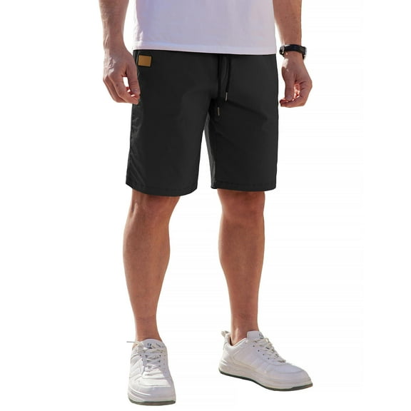 COOFANDY Mens Casual Shorts Cotton Elastic Waist Drawstring Shorts Lightweight Summer Beach Shorts