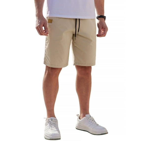 COOFANDY Mens Casual Shorts Cotton Elastic Waist Drawstring Shorts Lightweight Summer Beach Shorts