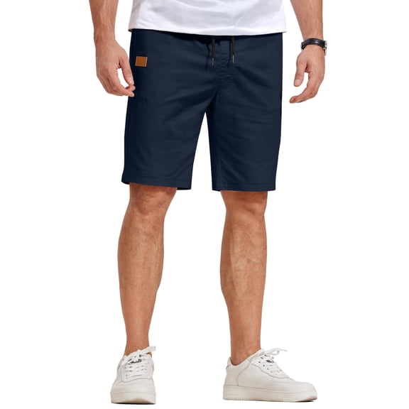 COOFANDY Mens Casual Shorts Cotton Elastic Waist Drawstring Shorts Lightweight Summer Beach Shorts