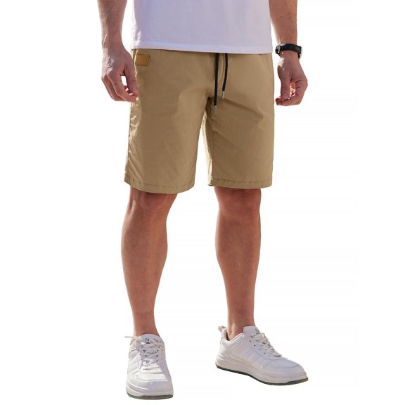 COOFANDY Mens Casual Shorts Cotton Elastic Waist Drawstring Shorts Lightweight Summer Beach Shorts