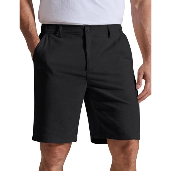 COOFANDY Mens Casual Shorts Elastic Waist Chino Breathable Summer Linen Shorts Regular Fit Resort Wear