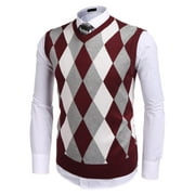 COOFANDY Men's Sleeveless V Neck Pullover Sweater Slim Fit Casual Argyle Sweater Vest