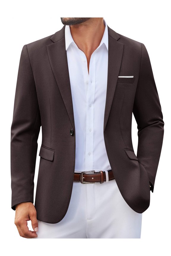 Mens Casual Sport Coat Blazer One Button Lightweight Suit Jackets