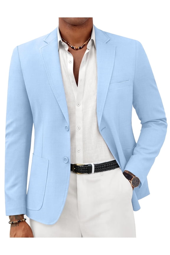 Mens Casual Sport Coat Lightweight Two Button Blazer Slim Fit Business Jackets