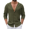 thumbnail image 1 of COOFANDY Mens Casual Summer Shirt Button Down Lightweight Hooded Beach Coverup with Pockets for Sun Protection, 1 of 6
