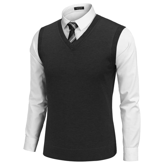 COOFANDY Men's Sleeveless Sweater Vest Lightweight V-Neck Solid Cotton Vest Pullover