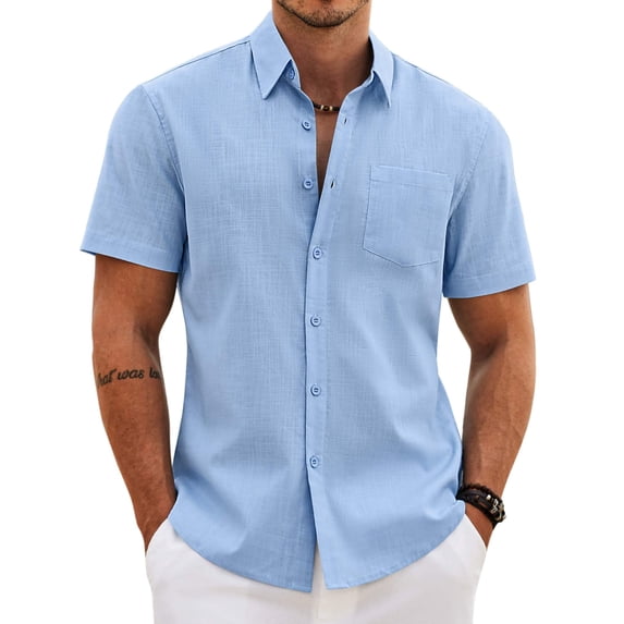 COOFANDY Mens Casual Untucked Shirts Short Sleeve Summer Beach Wedding Shirts for Men
