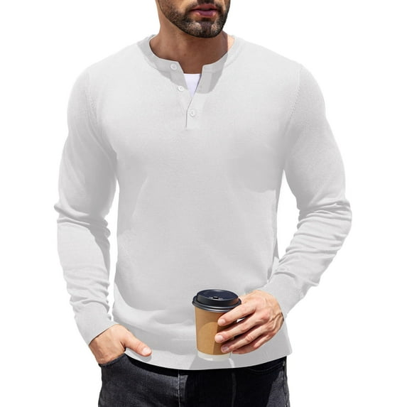 COOFANDY Mens Henley T-Shirts Casual Quarter Neck Pullover Long Sleeve Knit Lightweight Knit Sweater