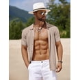 thumbnail image 1 of COOFANDY Mens Cotton Knit Shirt Short Sleeve Button Down Shirts Summer Solid Golf Polo Shirts Spring Regular Fit Shirts, 1 of 7