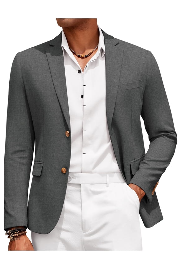 Mens Cotton Linen Blazer Jacket Slim Fit Linen Sport Coat Two Button Linen Suit Blazer