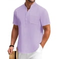 thumbnail image 1 of COOFANDY Mens Cotton Linen Henley Shirt Casual Short Sleeve Tropical Shirts Summer Beach T-Shirts with Pocket, 1 of 7