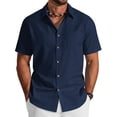 thumbnail image 1 of COOFANDY Mens Cotton Shirts Short Sleeve Button Down Shirt Men Summer Casual Beach Button Up Shirt with Pocket, 1 of 6