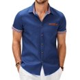 thumbnail image 1 of COOFANDY Mens Cotton Short Sleeve Button Down Shirts Collared Summer Denim Shirt, 1 of 5