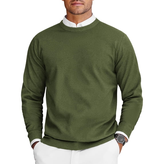 COOFANDY Mens Crew Neck Sweaters Long Sleeve Lightweight Knit Dress Pullover Sweaters