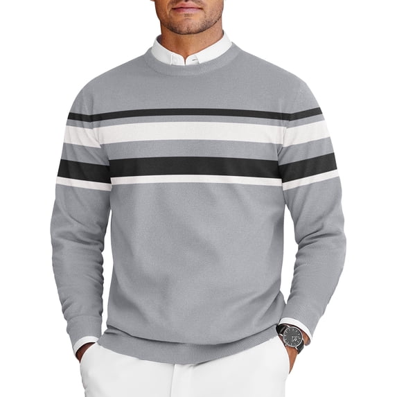COOFANDY Mens Crew Neck Sweaters Long Sleeve Lightweight Knit Dress Pullover Sweaters