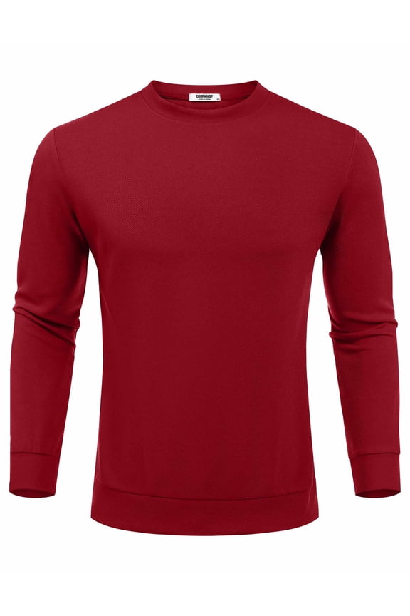 Mens Crewneck Sweatshirts Long Sleeve Basic Pullover Shirts Twill Textured Soild Casual Tops DER XXL