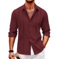 thumbnail image 1 of COOFANDY Mens Cuban Guayabera Shirt Casual Button Down Shirts Long Sleeve Beach Linen Shirts, 1 of 6