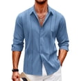thumbnail image 1 of COOFANDY Mens Cuban Guayabera Shirt Casual Button Down Shirts Long Sleeve Beach Linen Shirts, 1 of 5