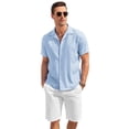 thumbnail image 1 of COOFANDY Mens Cuban Guayabera Shirts Short Sleeve Linen Shirt Loose Fit Camp Collar Shirt, 1 of 7