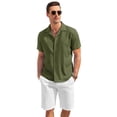 thumbnail image 1 of COOFANDY Mens Cuban Guayabera Shirts Short Sleeve Linen Shirt Loose Fit Camp Collar Shirt, 1 of 7