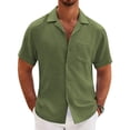 thumbnail image 1 of COOFANDY Mens Cuban Shirt Short Sleeve Button Down Shirts Summer Beach Wedding Shirt Regular Fit, 1 of 6