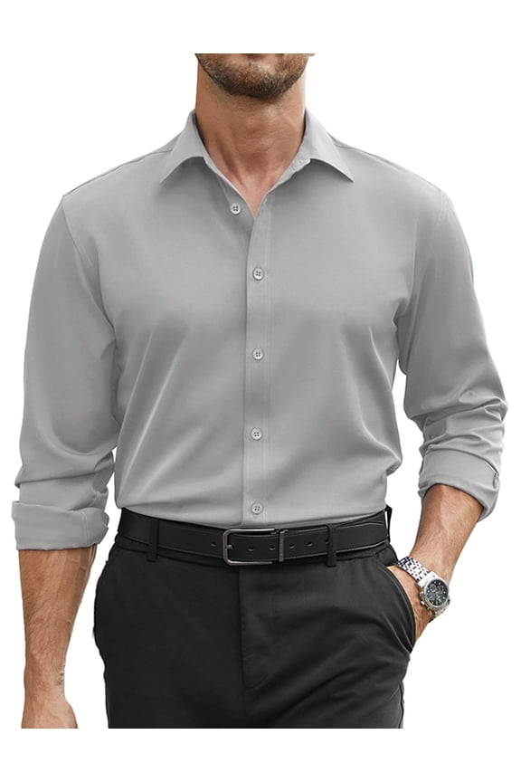 Mens Dress Shirts Casual Long Sleeve Button Down Shirt Wrinkle Free Formal Business Shirts