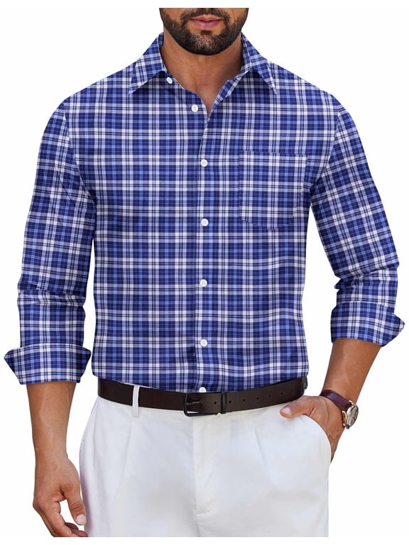 Mens Dress Shirts Wrinkle Free Dress Shirt Slim Fit Button Down Shirts with Pocket