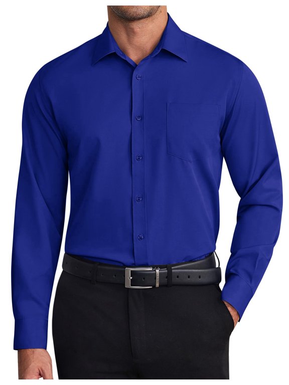 Mens Dress Shirts Wrinkle Free Long Sleeve Button Down Shirt formal Business Shirts