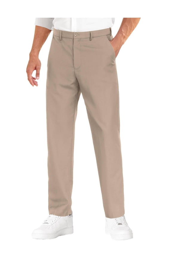 Mens Dress Pants Expandable Waist Wrinkle Free Suit Pants Flat Front Casual Dress Slacks